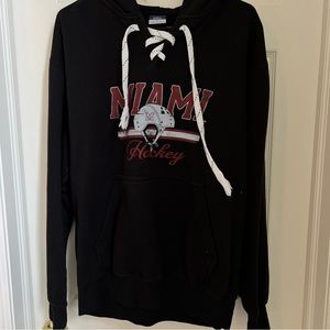 Miami university RedHawks hockey hoodie sweatshirt black size medium
